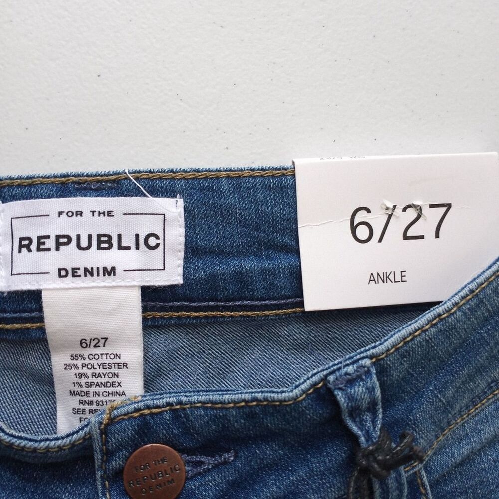 For The Republic Denim Ankle Jeans Women Size 6/27 Blue Stretch Mid Rise - Picture 5 of 13